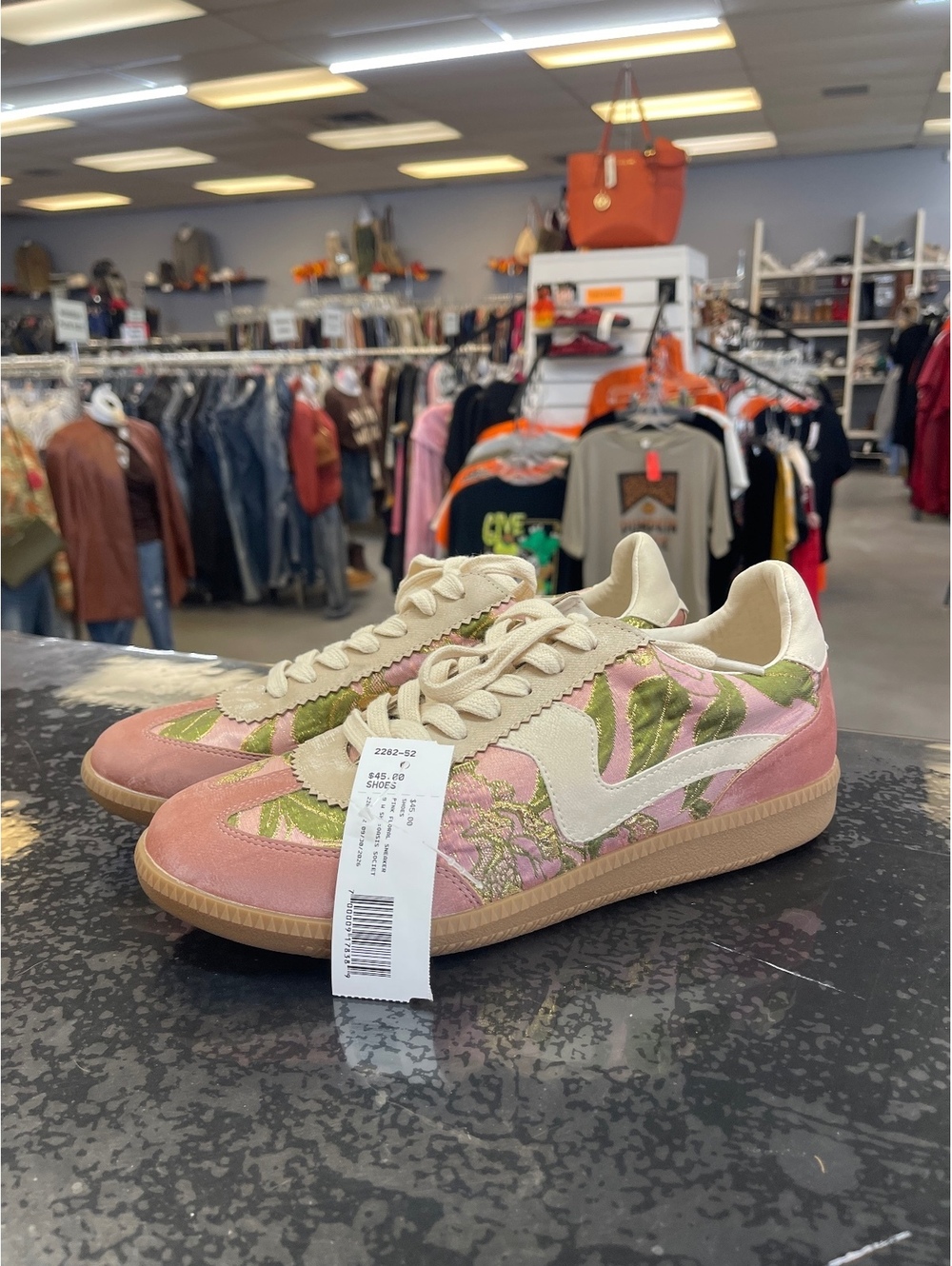 Oasis Society Women's Vegan Leather Sneakers Size 9 Pink Green Floral